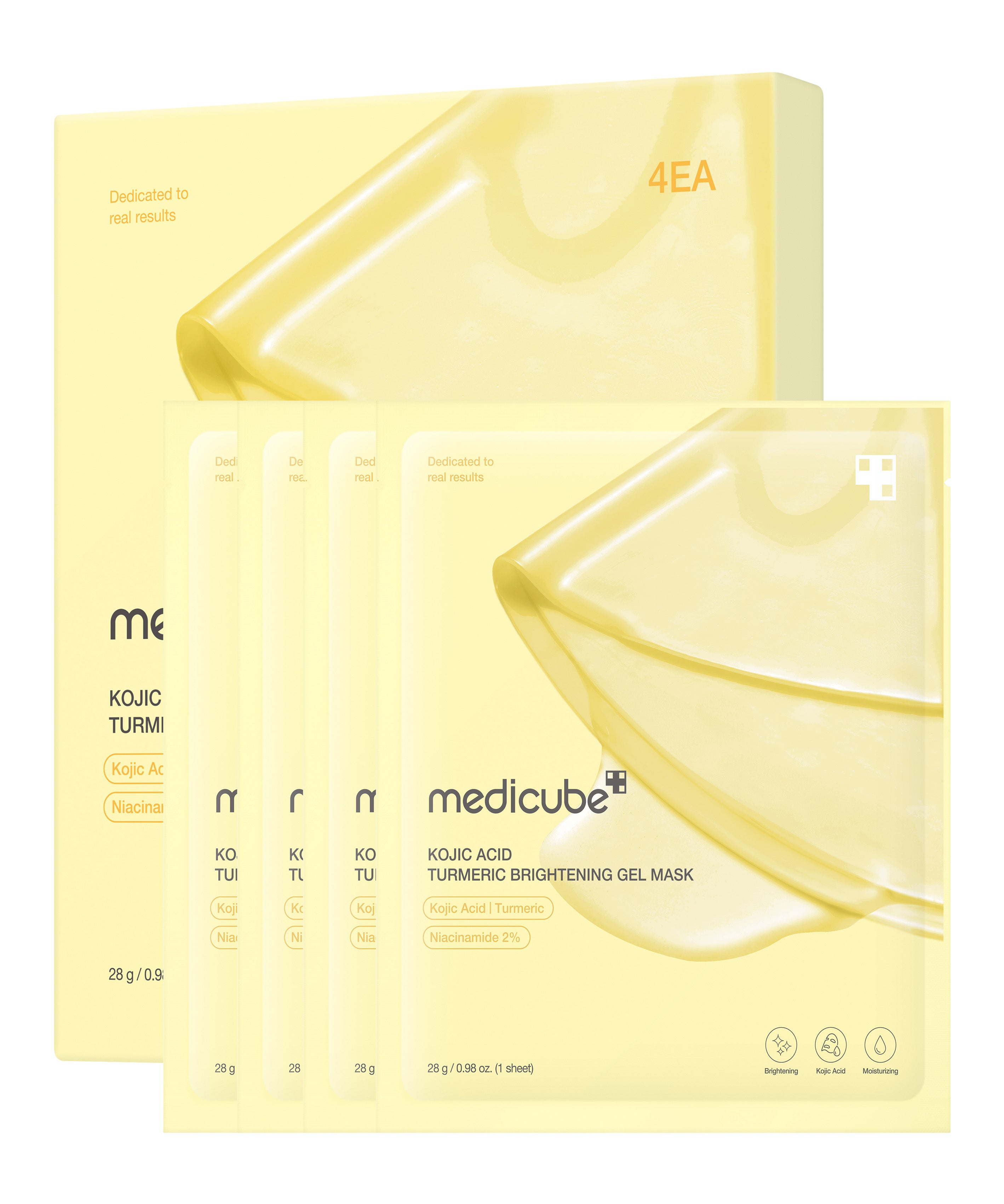 KOJIC ACID TURMERIC BRIGHTENING GEL MASK SET (4 MASKS)